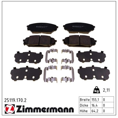 ZIMMERMANN 25119.170.2 Číslo výrobce: 25119. EAN: 4250238776598.