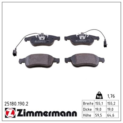 ZIMMERMANN 25180.190.2 Číslo výrobce: 25180. EAN: 4250238758259.