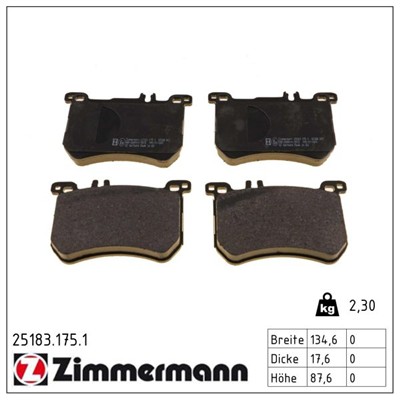 ZIMMERMANN 25183.175.1 Číslo výrobce: 25183. EAN: 4250238776925.