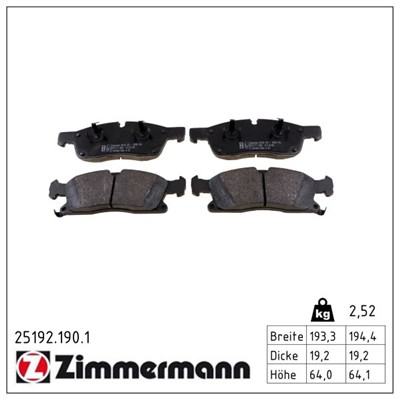 ZIMMERMANN 25192.190.1 Číslo výrobce: 25190. EAN: 4250238761426.