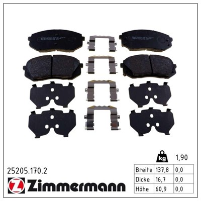 ZIMMERMANN 25205.170.2 Číslo výrobce: 24501. EAN: 4250238780205.