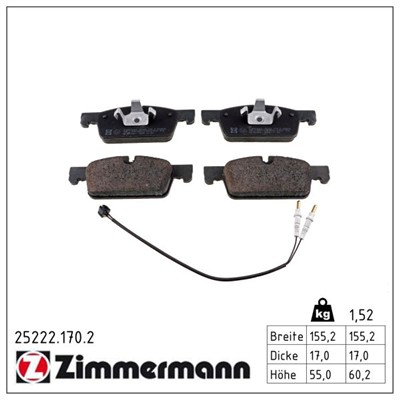 ZIMMERMANN 25222.170.2 Číslo výrobce: 25222. EAN: 4250238757733.