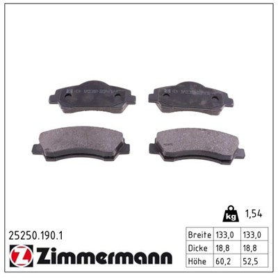 ZIMMERMANN 25250.190.1 Číslo výrobce: 25250. EAN: 4250238764946.