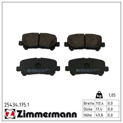 ZIMMERMANN 25434.175.1 Číslo výrobce: 25434. EAN: 4250238791744.