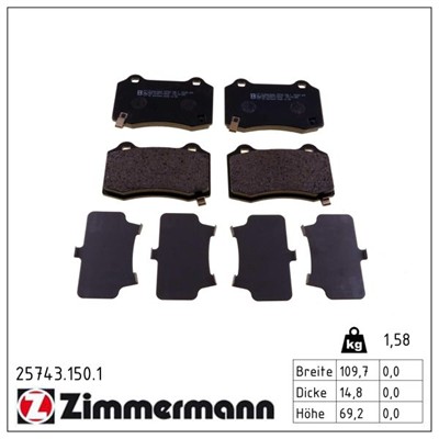 ZIMMERMANN 25743.150.1 Číslo výrobce: 25743. EAN: 4250238781660.