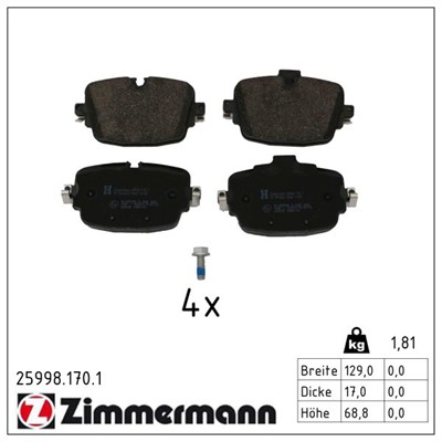 ZIMMERMANN 25998.170.1 Číslo výrobce: 25998. EAN: 4250238788195.