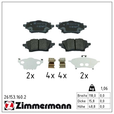 ZIMMERMANN 26153.160.2 Číslo výrobce: 26153. EAN: 4250238788584.