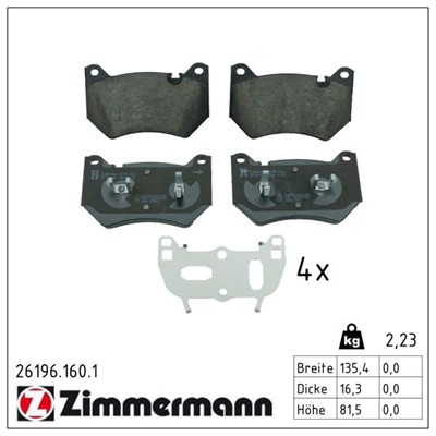 ZIMMERMANN 26196.160.1 Číslo výrobce: 26196. EAN: 4250238788256.