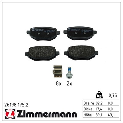 ZIMMERMANN 26198.175.2 Číslo výrobce: 26198. EAN: 4250238788676.