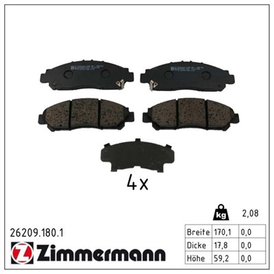 ZIMMERMANN 26209.180.1 Číslo výrobce: 26209. EAN: 4250238792246.