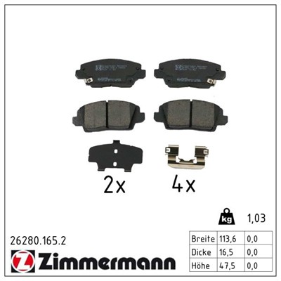 ZIMMERMANN 26280.165.2 Číslo výrobce: 26280. EAN: 4250238791577.
