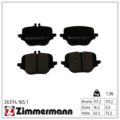 ZIMMERMANN 26374.165.1 Číslo výrobce: 26374. EAN: 4250238790600.