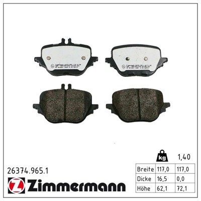 ZIMMERMANN 26374.965.1 Číslo výrobce: 26374. EAN: 4250238793632.