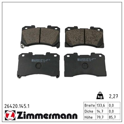 ZIMMERMANN 26420.145.1 Číslo výrobce: 26420. EAN: 4250238791720.