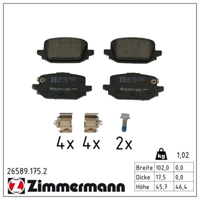 ZIMMERMANN 26589.175.2 Číslo výrobce: 26589. EAN: 4250238791140.