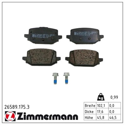ZIMMERMANN 26589.175.3 Číslo výrobce: 26589. EAN: 4250238793410.