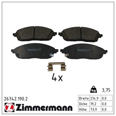 ZIMMERMANN 26742.190.2 Číslo výrobce: 26742. EAN: 4250238791485.