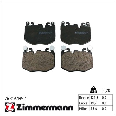 ZIMMERMANN 26819.195.1 Číslo výrobce: 26819. EAN: 4250238794387.