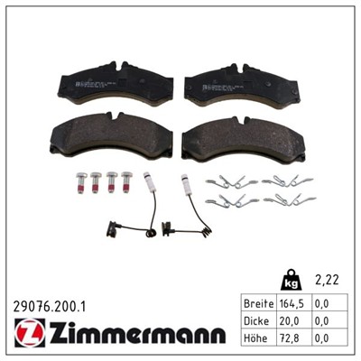ZIMMERMANN 29076.200.1 Číslo výrobce: 29076. EAN: 4250238740919.