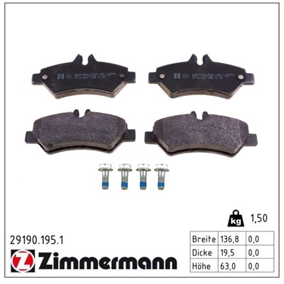 ZIMMERMANN 29190.195.1 Číslo výrobce: 29190. EAN: 4250238742197.