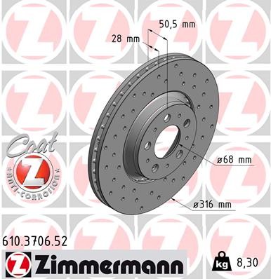 ZIMMERMANN 610.3706.52 EAN: 4250238753605.