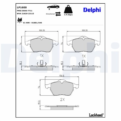 DELPHI LP1600 EAN: 5012759121627.