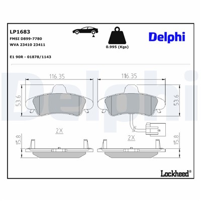 DELPHI LP1683 EAN: 5012759158715.