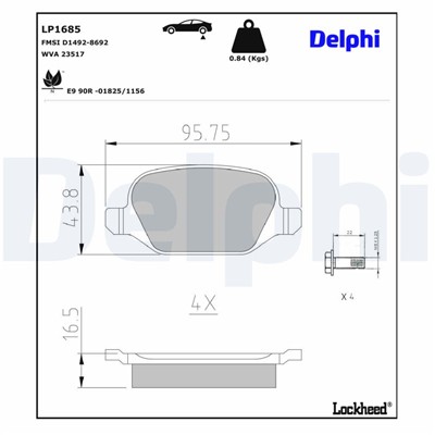 DELPHI LP1685 EAN: 5012759158739.