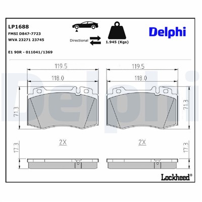 DELPHI LP1688 EAN: 5012759158760.