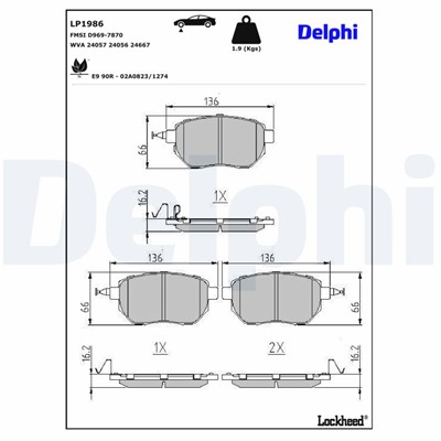 DELPHI LP1986 EAN: 5012759405017.