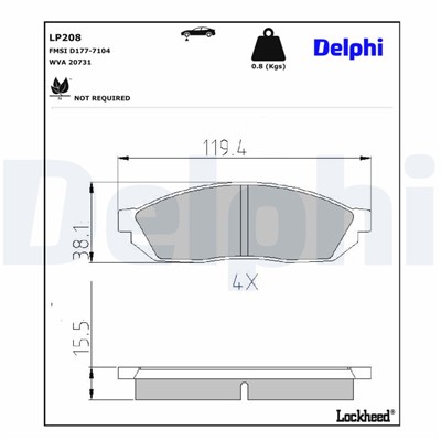 DELPHI LP208 EAN: 5012759301227.