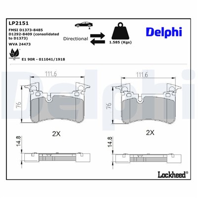 DELPHI LP2151 EAN: 5012759434161.