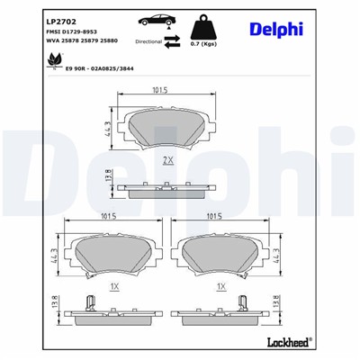 DELPHI LP2702 EAN: 5012759510407.