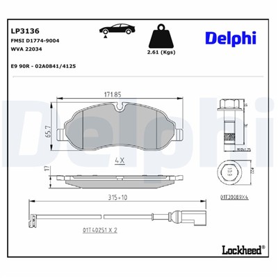 DELPHI LP3136 EAN: 5012759528020.