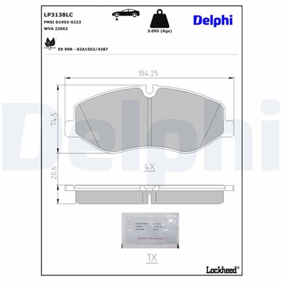DELPHI LP3138LC EAN: 5012759633922.