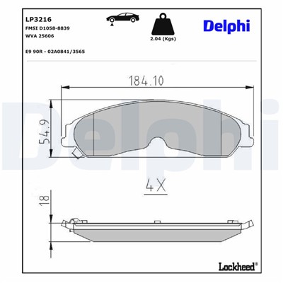 DELPHI LP3216 EAN: 5012759962305.