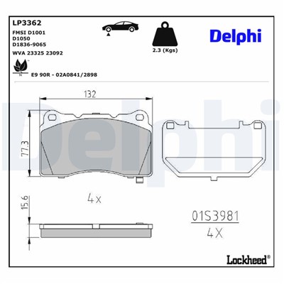 DELPHI LP3362 EAN: 5012759992944.