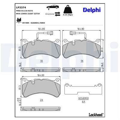 DELPHI LP3374 EAN: 5012759993088.