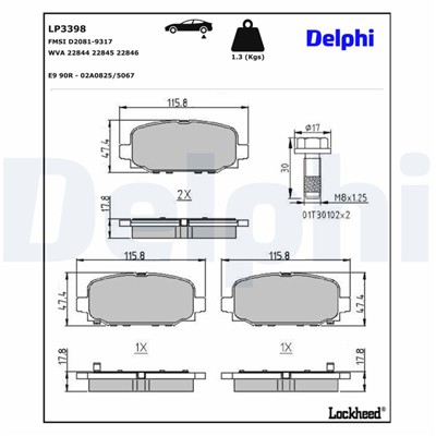 DELPHI LP3398 EAN: 5012759996645.