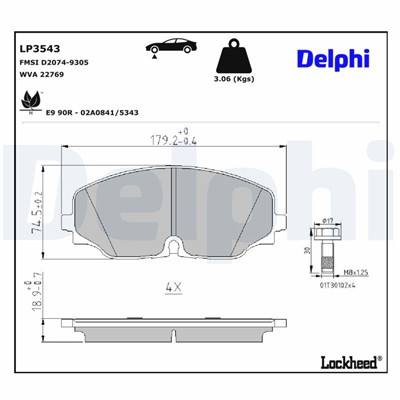 DELPHI LP3543 EAN: 5012759552070.