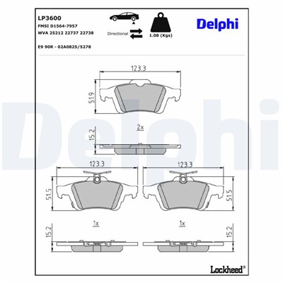 DELPHI LP3600 EAN: 5012759552506.