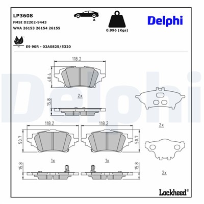 DELPHI LP3608 EAN: 5012759552582.