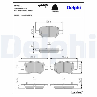 DELPHI LP3611 EAN: 5012759552612.
