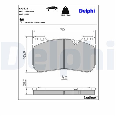 DELPHI LP3626 EAN: 5012759552766.
