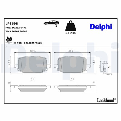 DELPHI LP3698 EAN: 5012759637432.