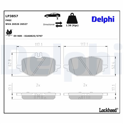 DELPHI LP3857 EAN: 5012759657218.