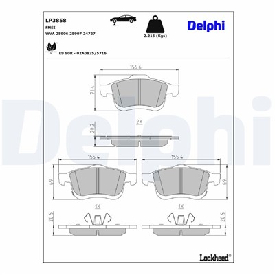 DELPHI LP3858 EAN: 5012759657409.
