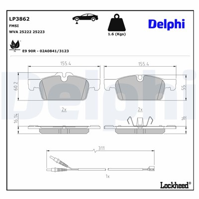 DELPHI LP3862 EAN: 5012759657133.