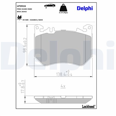 DELPHI LP3916 EAN: 5012759602591.