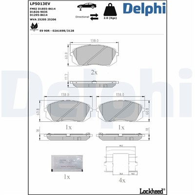 DELPHI LP5013EV EAN: 5012759554890.